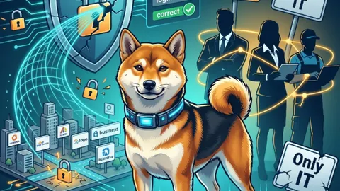 Un Shiba Inu junto a un escudo de seguridad agrietado y carteles que desmienten los mitos «objetivo pequeño» y «solo cosa de IT»